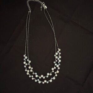 Lia Sophia Silver and Multi color Pearl Beaded Necklace